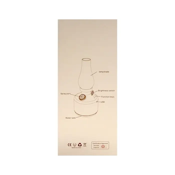 Увлажнитель воздуха &laquo;Керосинка&raquo; HM-19 ультразвуковой, 0.28 л, 1.5 Вт, 1200 мА/ч, USB, подсветка, эффект тумана, белый