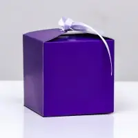 Коробка складная, квадратная с лентой, фиолетовая, 8×8×8 см