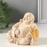 Фигурка гипс &laquo;Хотей с рыбой&raquo;, 10&times;9&times;7 см, слоновая кость