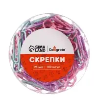 Скрепки 28мм пастель в пластиковой тубе 100 штук