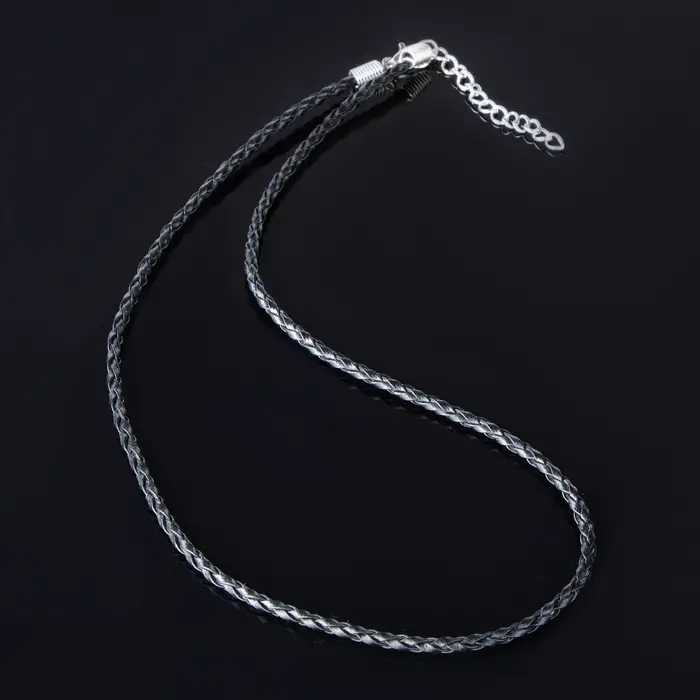 Шнурок кожаный d=3 мм, 45 см, чёрный, косичка Шнурок кожаный d=3 мм, 45 см, чёрный, косичка