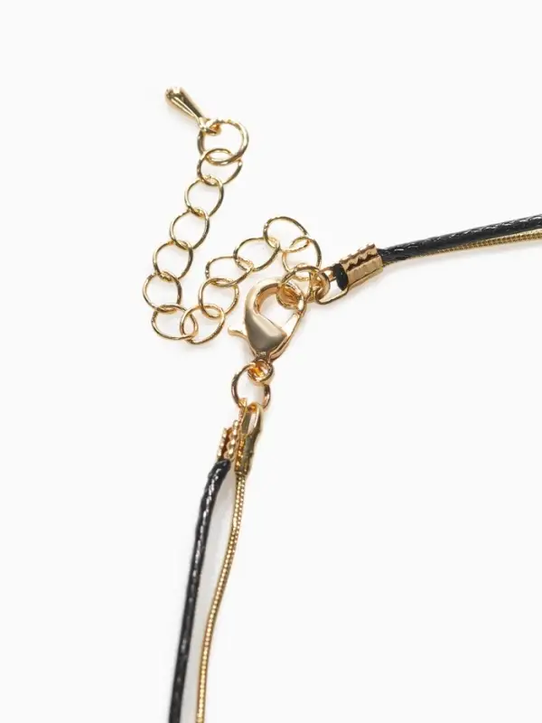 Кулон на цепочке &laquo;Цепь&raquo;, тотем, кольцо с иголкой, чёрный в золоте, 72 см