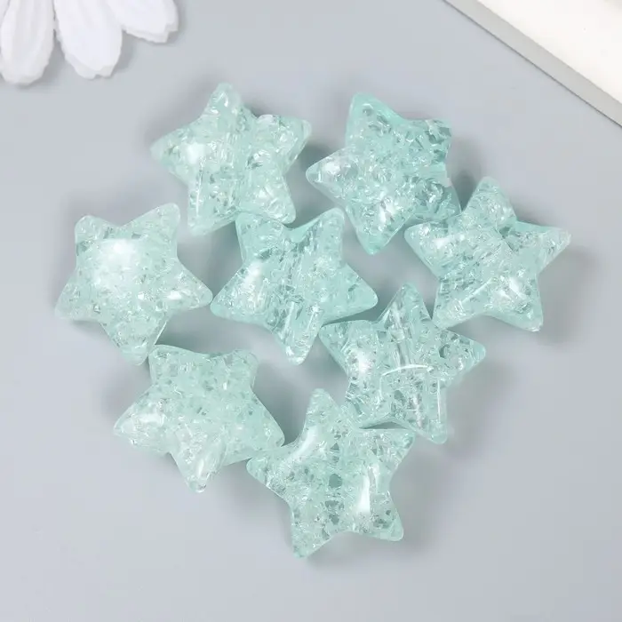 Бусина для рукоделия и плетения «Арт Узор. Звезда. Колотый лёд», пластик, прозрачно-зелёная, 1.3×2.6×2.6 см