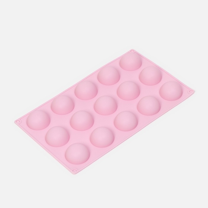 Форма для выпечки Доляна «Полусферы», силикон, 29×17 см, 15 ячеек (d=4 см), цвет МИКС Форма для выпечки Доляна «Полусферы», силикон, 29×17 см, 15 ячеек (d=4 см), цвет МИКС