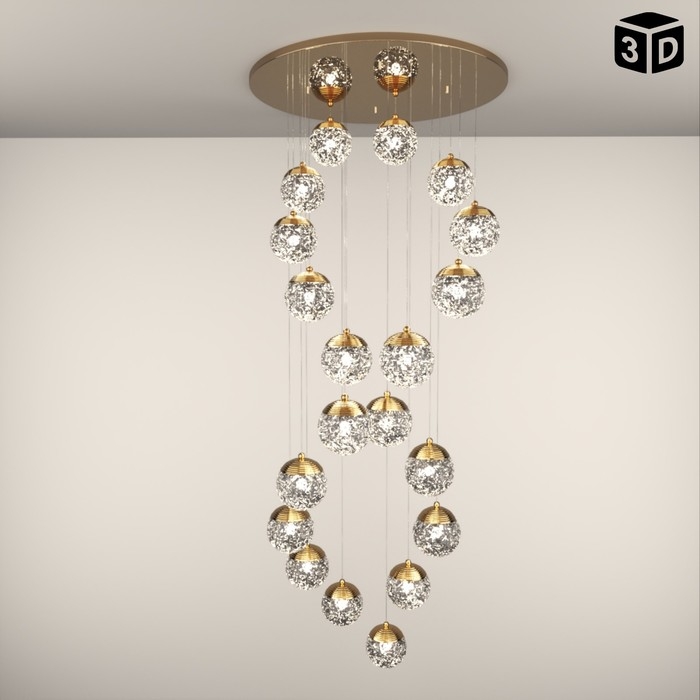 Светильник-каскад Светильник-каскад "Медея" 20хLED 60Вт 3000-6000К золото 70х70х250 см BayerLux