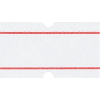 Этикет-лента 21,5х12 прямая белая с красной полосой, 1000шт/рул,10рул/уп