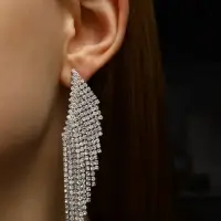 Серьги висячие со стразами &laquo;Вечное сияние&raquo;, крылья, белые в серебре