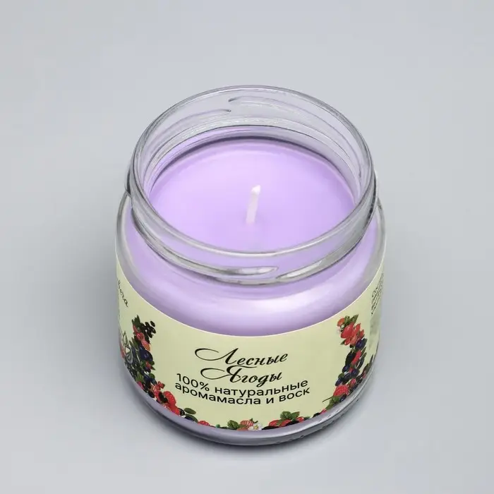 Натуральная эко свеча Натуральная эко свеча "Лесные ягоды", сиреневая, 7х7,5 см, 14 ч