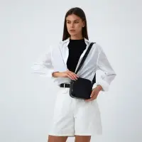 Сумка женская кросс-боди на молнии, 19&times;7&times;18 см, чёрная