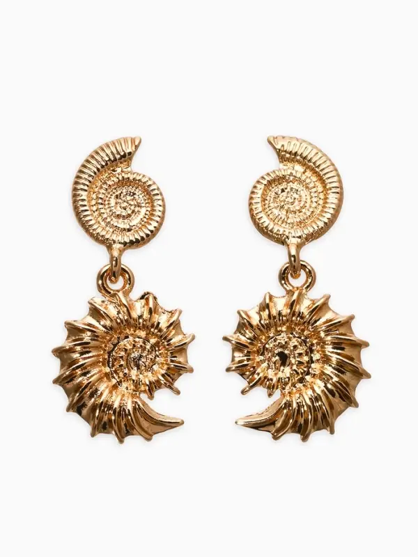 Серьги металл Серьги металл "Ракушки", цвет золото