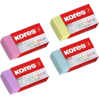 Ластик Kores 40x21x10мм 3 шт/уп, пастельный KE-30, блистер 40315