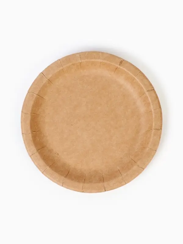 МП Тарелка одноразовая "Крафт" с бортом, картон, 18 см  (50 шт.)