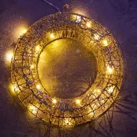 Светодиодная фигура &laquo;Венок&raquo;, 30&times;30&times;5 см, 20 LED, от батареек ААх2, свечение тёплое белое