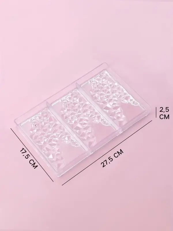 Форма для шоколада KONFINETTA &laquo;Иней&raquo;, пластик, 27.5&times;17.5&times;2.5 см, 3 ячейки 15.3&times;7.5&times;0.8 см, прозрачная