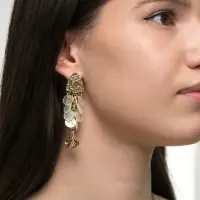 Серьги &laquo;Морской мир&raquo;, чешуя рыбки, белые в золоте
