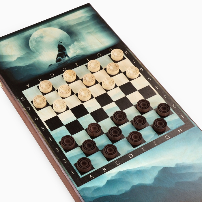 Нарды деревянные большие, с шашками  Нарды деревянные большие, с шашками "Волк", настольная игра, 60 х 60 см