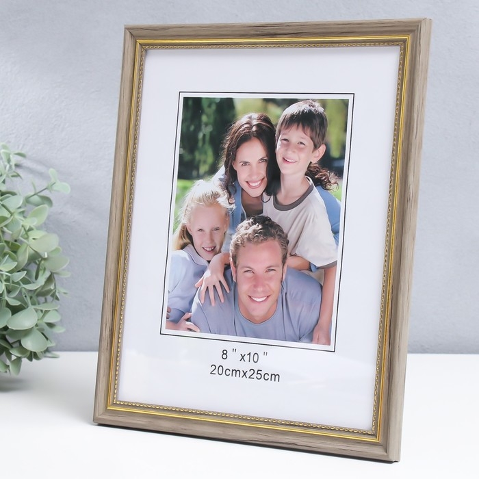 Фоторамка пластик 20х25 см Фоторамка пластик 20х25 см "Эко-стиль с золотой рамкой" 28х23 см