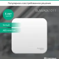 BLANCA одноклавишный выключатель наружный (cх.1) с изолирующей пластиной, 6а, 250в, белый