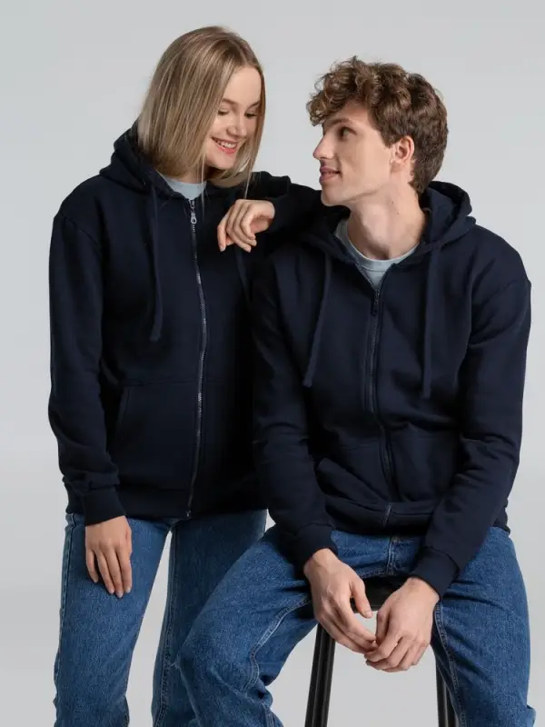 Толстовка на молнии с капюшоном Siverga Heavy 2.0, темно-синяя, размер S