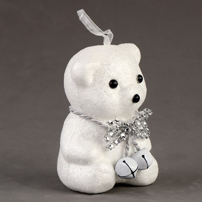 Игрушка из пенопласта «Мишка» с блестящим бантиком, 10 см