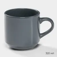 Набор посуды Magistro Night, фарфор, 16 предметов: тарелка d=25.5 см, d=19 см, миска 850 мл, d=15 см, кружка 320 мл, серый