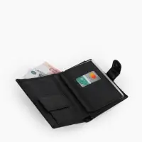 Портмоне мужское на кнопке, 3 в 1, для автодокументов и паспорта, 2 отдела, для карт, для монет, чёрное