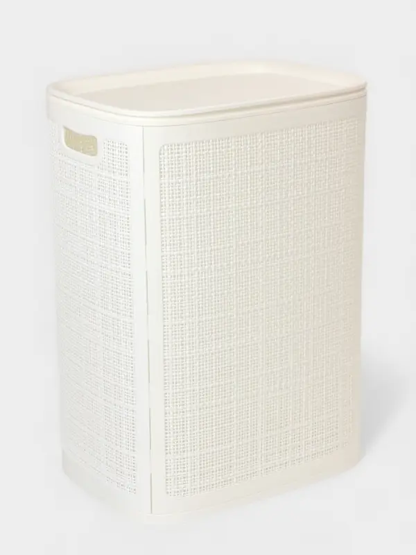 Плетёная корзина для белья с крышкой Плетёная корзина для белья с крышкой "Лён" 75л 43×32×60см, цвет белый
