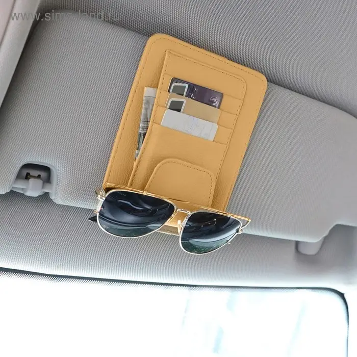 Визитница-органайзер на солнцезащитный козырек, кожзаменитель, микс