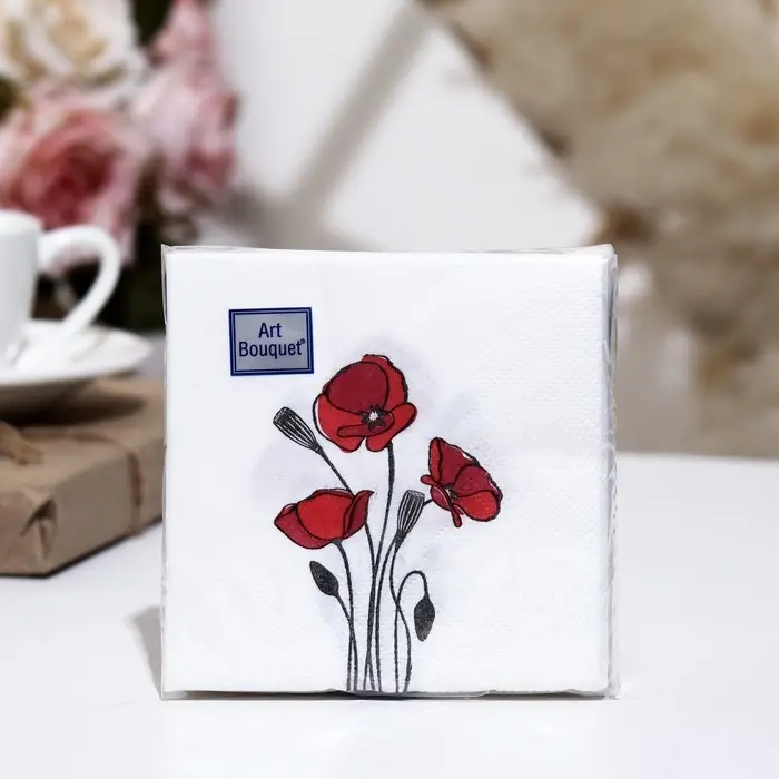 Салфетки бумажные Art Bouquet «Маки», 20 x 20, 2 слоя