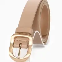 Ремень женский, 2.7&times;105 см, золотистая пряжка, 1 прокол, бежевый