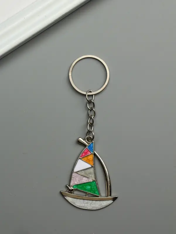 Брелок металл, эмаль "Парусник" 5х4х0,1 см