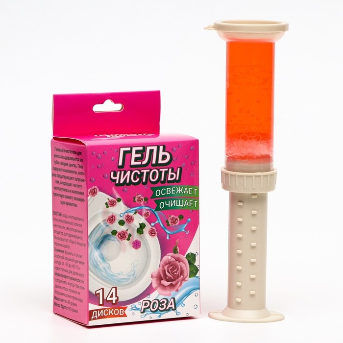 Гелевый освежитель для унитаза с дозатором,  Гелевый освежитель для унитаза с дозатором, "Роза", 80 г