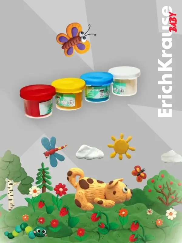 Тесто для лепки 4 цвета, 140 г, ErichKrause Baby, с Алоэ Вера, натуральные компоненты