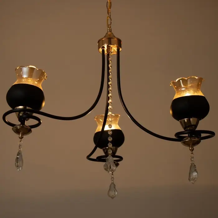 Светильник подвесной BayerLux &laquo;Лира&raquo;, люстра 3хЕ27, 40 Вт, чёрный, 60&times;60&times;85 см