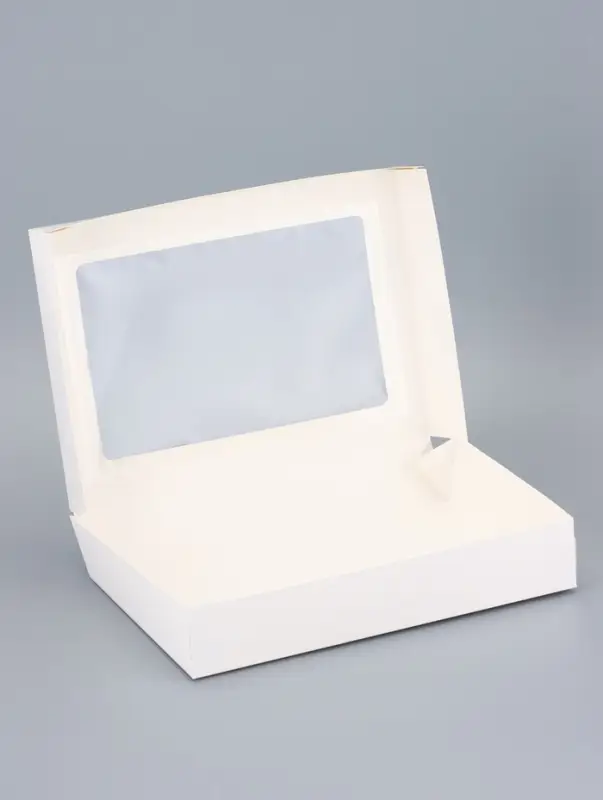Коробка складная, с окном, белая, 28&times;20&times;5 см