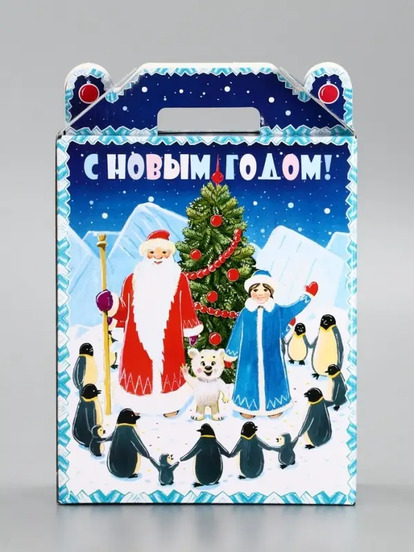 Подарочная новогодняя коробка «Пингвины», для сладких подарков, 16.8×7×25 см Подарочная новогодняя коробка «Пингвины», для сладких подарков, 16.8×7×25 см