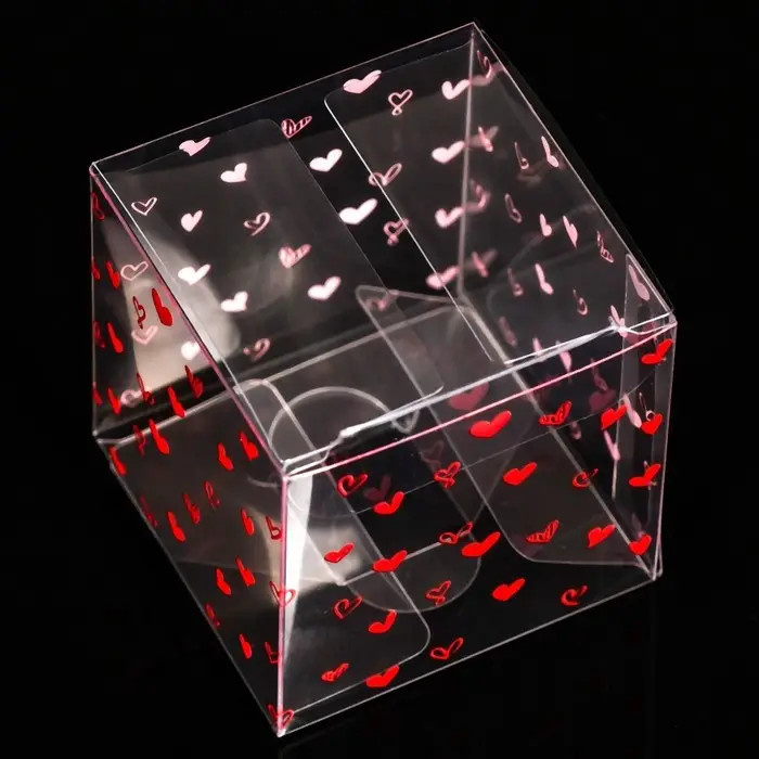 Складная прозрачная коробка из PVC, для упаковки подарков, «Сердца», 5×5×5 см Складная прозрачная коробка из PVC, для упаковки подарков, «Сердца», 5×5×5 см