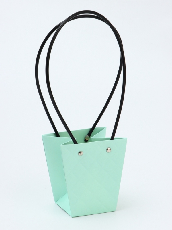 Сумка для цветов тиснение мята влагостойкая, 12x12-8x8-12.5 см Сумка для цветов тиснение мята влагостойкая, 12x12-8x8-12.5 см