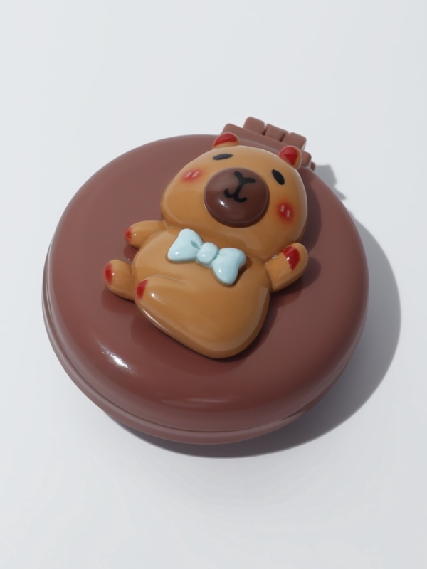 Расчёска массажная «Капибара», складная, с зеркалом, d=6.5 см, коричневая Расчёска массажная «Капибара», складная, с зеркалом, d=6.5 см, коричневая