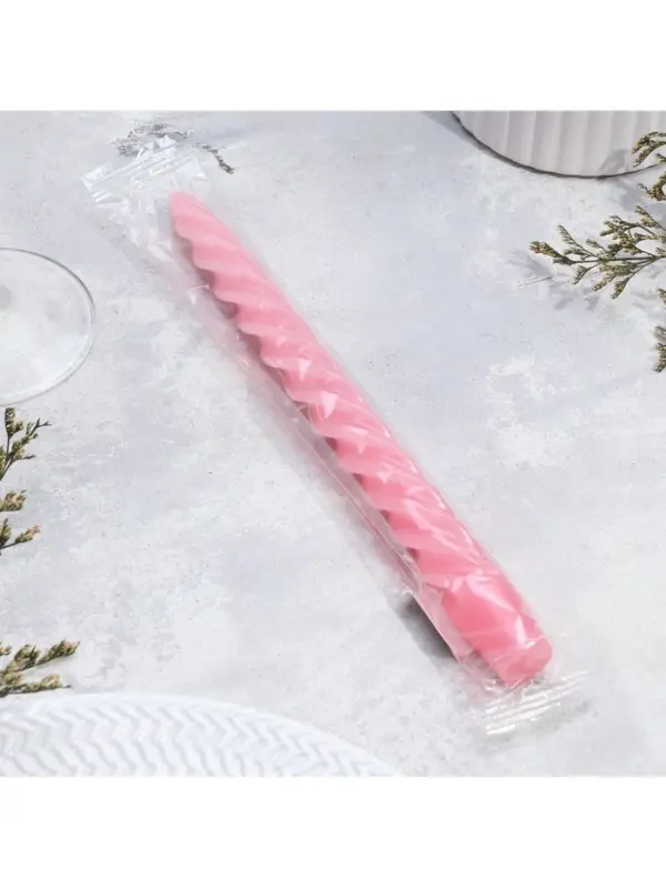 Свеча витая, 2.3&times;24.5 см, 5 ч, 50 г, светло-розовая