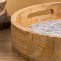 Поднос круглый с бортиками &laquo;Оттенки сирени&raquo;, 35&times;35&times;6.5 см, дерево манго