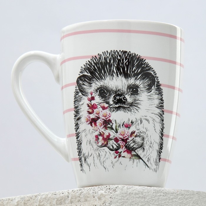 Кружка керамическая «Ёжик», 350 мл, цвет белый Кружка керамическая «Ёжик», 350 мл, цвет белый