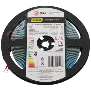 Лента светодиодная 12Вт/м 24В 4000К IP20 352LED/м LRCOB-352-8-12W/m 8mm 24V 4000K