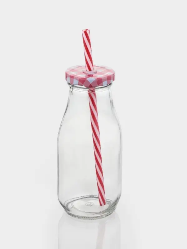 Бутыль &laquo;Лаконичность&raquo;, 350 мл, с крышкой и трубочкой, 6.5&times;15.5 см, стекло