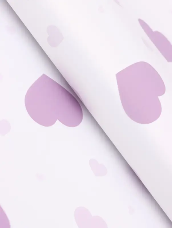 Пленка для цветов, &laquo;Сердца на белом&raquo;, сиреневый, 57&times;57 см