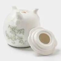 Сахарница WY Bloomware, 300 мл, 12&times;9 см, фарфор, зелёная, белая