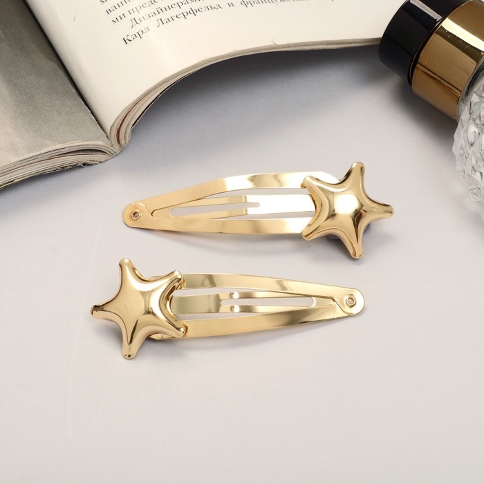 Невидимка для волос  Невидимка для волос "Аманда" (набор 2 шт) звезда, 6,5 см, золото