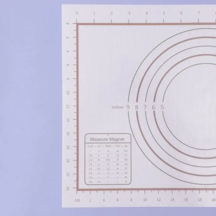 Коврик для выпечки и раскатки теста с разметкой, армированный, силикон, 42&times;29.5 см, белый