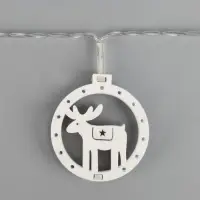 Гирлянда &laquo;Нить&raquo; 2 м с насадками &laquo;Оленёнок&raquo;, IP20, прозрачная нить, 10 LED, батарейки AAх2 (не в комплекте), свечение тёплое белое