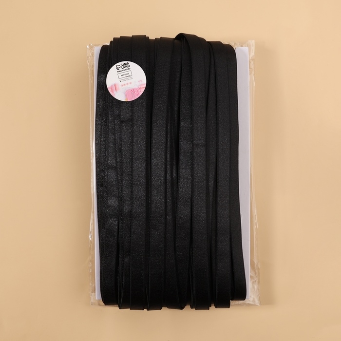 Резинка для бретелей, блестящая, 10 мм, 50 ± 0,5 м, цвет чёрный Резинка для бретелей, блестящая, 10 мм, 50 ± 0,5 м, цвет чёрный